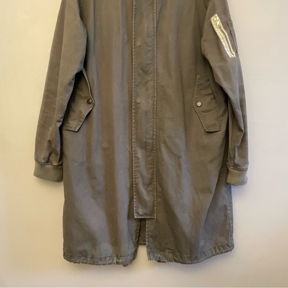Zara Men’s Khaki Green Long Fit Military Coat – Size Large GUC - Picture 11 of 16